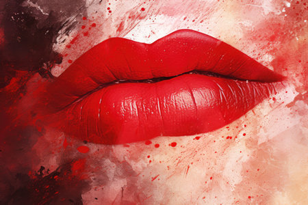 Smudged texture of red lipstick on a backgroundの素材
