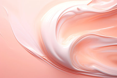 Smudge white beauty cream on a pink peach backgroundの素材