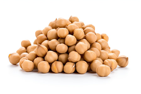 White background chickpeas isolatedの素材