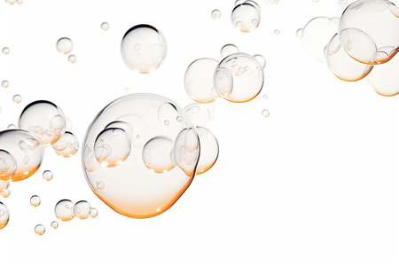Transparent liquid bubbles on white backgroundの素材