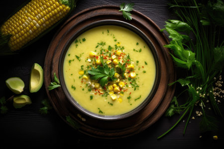 Healthy food style corn soup bowlの素材