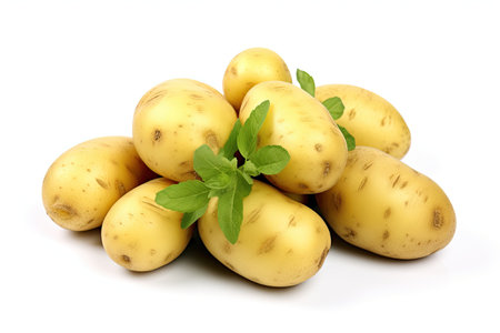 Organic potatoes isolated on white backgroundの素材