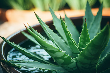 Aloe vera in a pot close upの素材
