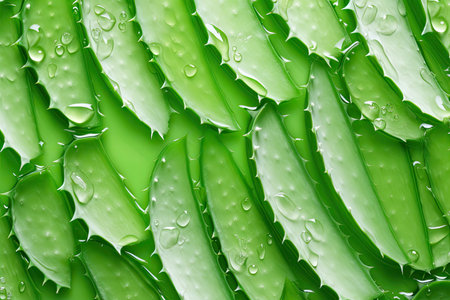 Aloe vera slice texture from above backgroundの素材