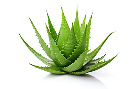 A white isolated Aloe vera plantの素材