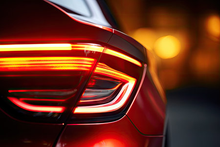 Car s red LED tail light up closeの素材