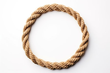Endless ring made of rough rope on white backgroundの素材