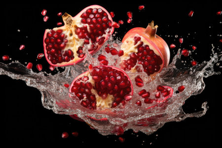 Exploding pomegranate fruit in mid air burstの素材