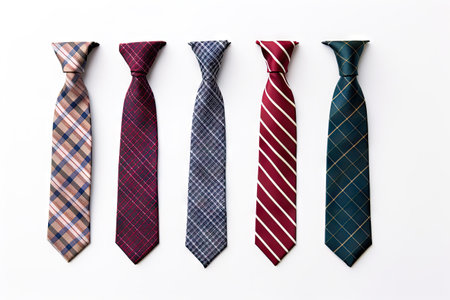 Four isolated ties on white backgroundの素材