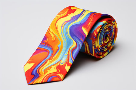 Fashionable colorful tie dye design with red blue yellow green orange and purple swirlsの素材