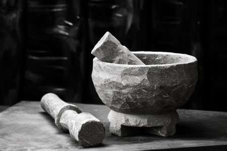 Grey Thai granite stone mortar cracked cement floor background monochrome kitchenwareの素材