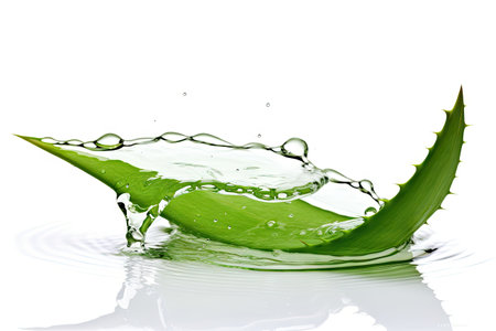 Isolated aloe vera leaf with gel on white backgroundの素材