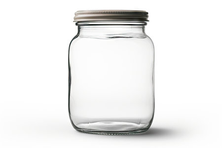 Isolated glass jar on white background with pathの素材