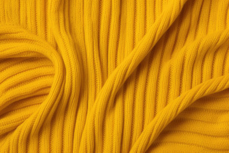 Mustard yellow fabric with a fine knit texture used for fashion backdrop scarf and sweaterの素材