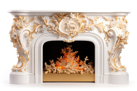 Isolated luxury fireplace on white backgroundの素材