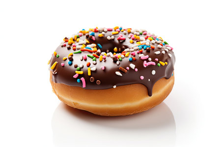Isolated white background with sprinkled donutの素材
