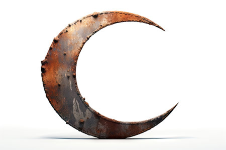 New stainless steel crescent with rust isolated on whiteの素材