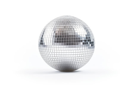 Isolated silver disco ball on white backgroundの素材