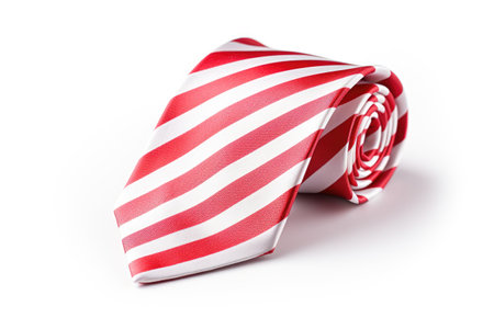 Red and white tie isolated on whiteの素材