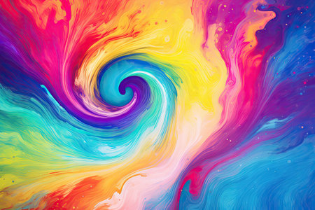 Tie dye backgrounds with abstract spirals in vibrant colorsの素材
