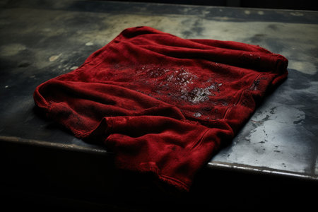 Towel with blood stains dark backdropの素材