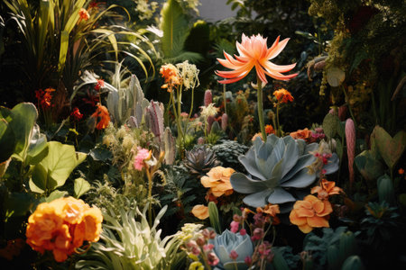 Various plants in a gardenの素材