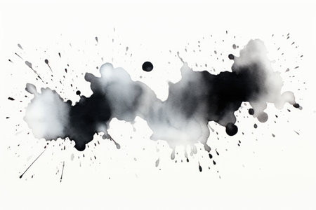Watercolor paint smears in monochromeの素材
