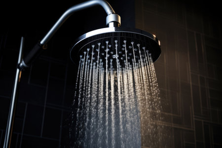 water streaming from a shower headの素材