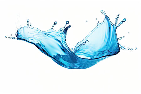 White background with isolated blue water splashの素材