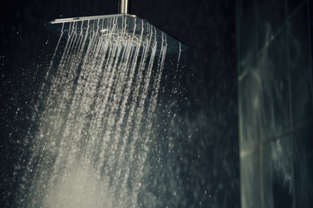 Water being sprayed from a shower headの素材