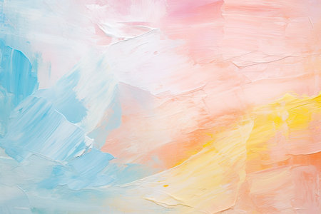 Abstract wall painting with oil and acrylic smears blotches and brushstrokes in pastel colorsの素材