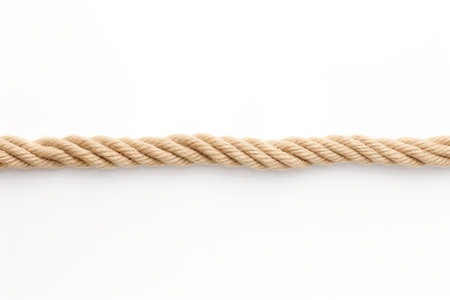 Beige rope arranged on white backgroundの素材