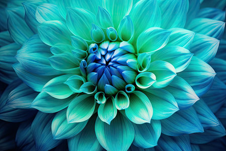 Macro photo of a turquoise green dahlia in natureの素材