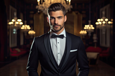 Man in expensive custom suit posingの素材