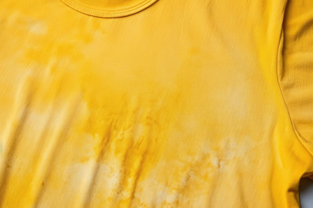 High quality picture of a yellow T shirt with a stain in daily life for a wash and cleanliness conceの素材