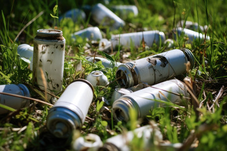Nitrous oxide canisters found outdoors metal vials with laughing gas employed for cream whipping andの素材