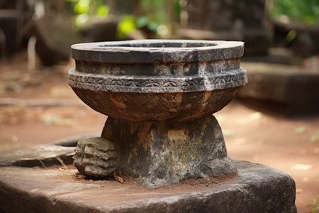 Cambodia s ancient mortar and pestle made of graniteの素材