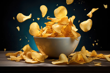 Chips drop into bowlの素材