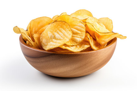 Chips in bowl white backgroundの素材