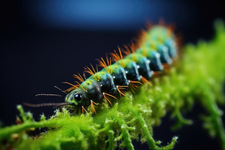 Close up of a stunning caterpillar in a beautiful natural settingの素材