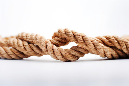 Close up of rope detail on white backdropの素材