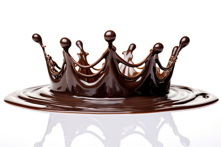 Chosodate crown splashing in a pool with ripples seen from the side Isolated on a white backgroundの素材