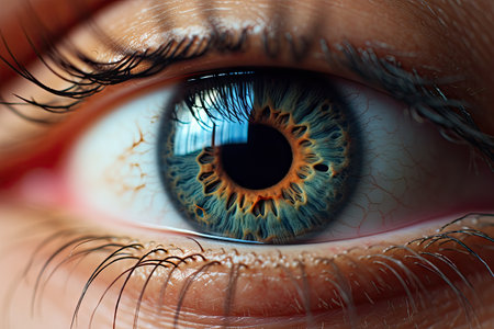 Close up photo of a person s eyeの素材