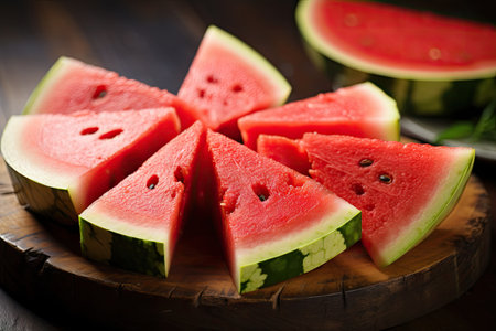 Delicious recently cut pieces of watermelonの素材