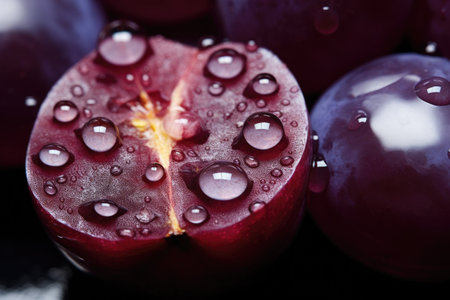 Grapes photographed in macro with highlighted apple pulpの素材