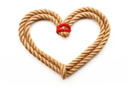 Heart shaped rope isolated on whiteの素材