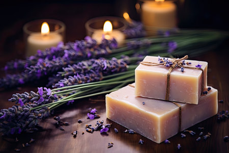 Handmade lavender soap and oils Health and self care Essential fragrance therapy Natural cosmeticの素材