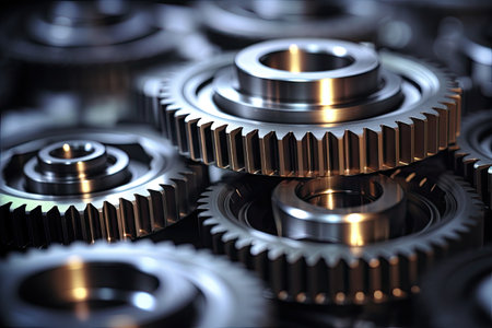 Abstract close up shot of automotive transmission gear partsの素材
