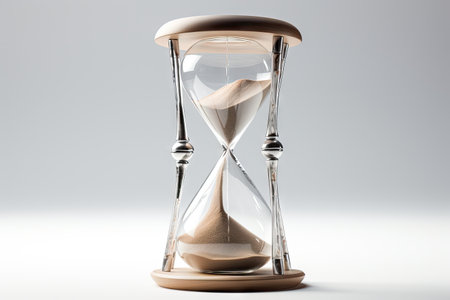 An hourglass on white background illustrating time passingの素材