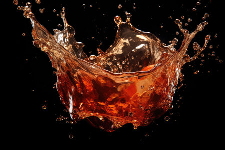 Black background with soda splashの素材